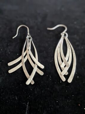 Sterling Silver Multi-Strip Drop Earrings - Silver